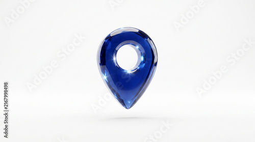 Luxury sapphire Blue location pin 3D icon