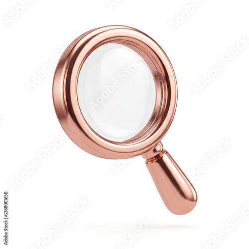 Rose gold magnifying glass search icon