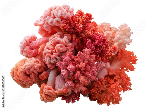 Pink Coral Cluster Underwater Nature Photo Isolated