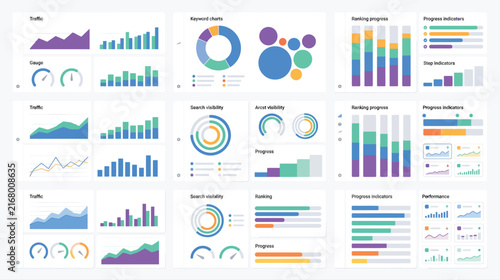 Bild auf Leinwand Collection of diverse infographics and data charts designed for visual storytelling and impactful presentations