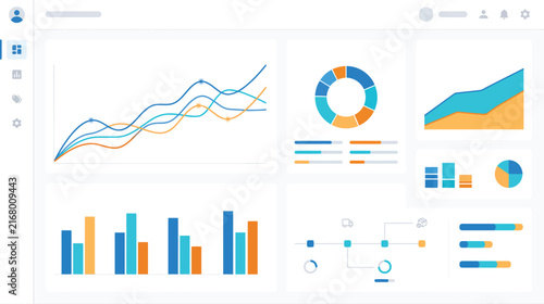 Bild auf Leinwand Assorted data charts and dashboards showcasing analytics visuals.