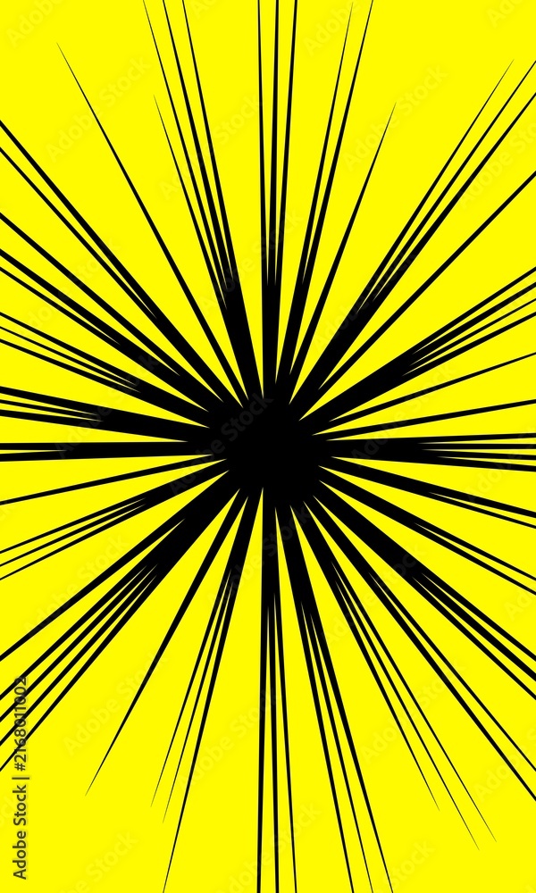 Obraz premium Dynamic Yellow and Black Radial Burst Background with Dramatic Speed Lines and Explosive Center