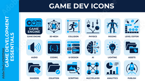 Game Development Icons Set for Software Engineering and Interactive Media Design Projects