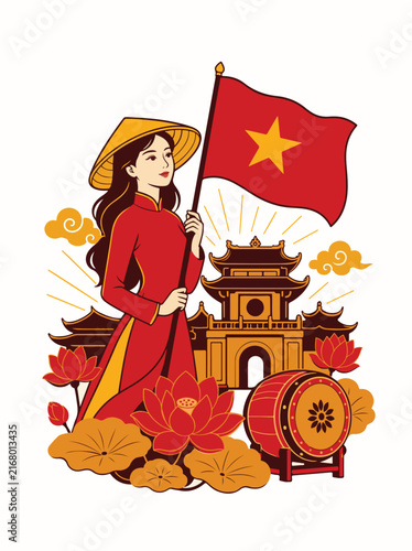 Vietnam map outline vector illustration with national borders and territory shape