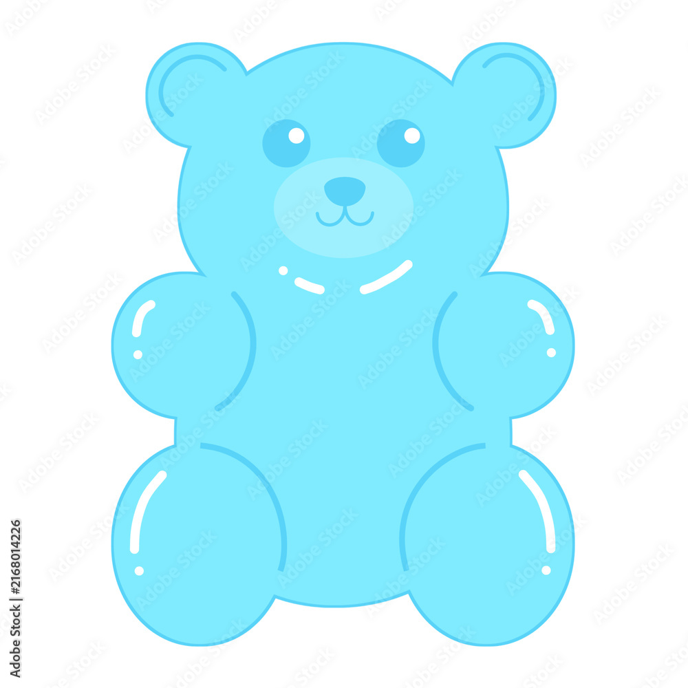 Fototapeta premium Cute single blue gummy bear isolated on transparent background sweet jelly candy