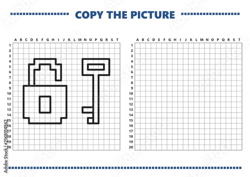 Obraz na płótnie Copy the picture activity for kids featuring a lock and key