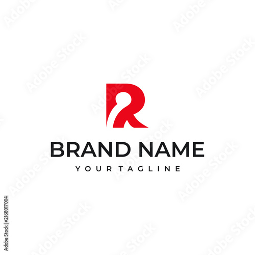Minimal red R monogram logo with a smooth ribbon-like curve, ideal for personal branding, fashion, consulting, real estate, and modern corporate identity.