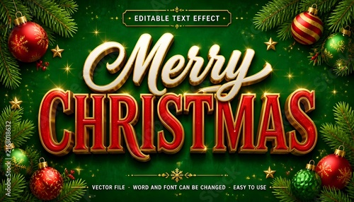 Plakat w ramie Merry christmas editable text effect