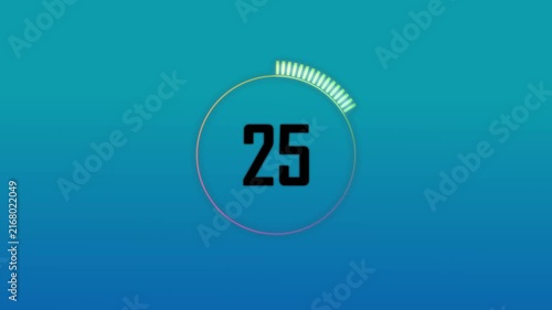 Circle countdown timer thirty seconds animation from 30 to 0 seconds on transparent background with alpha channel,