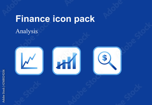 Finance Analysis Icons Set – Growth Chart, Performance and Financial Research
