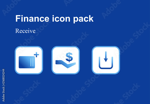Receive Money Finance Icons Set – Payment and Money Receiving Symbols

