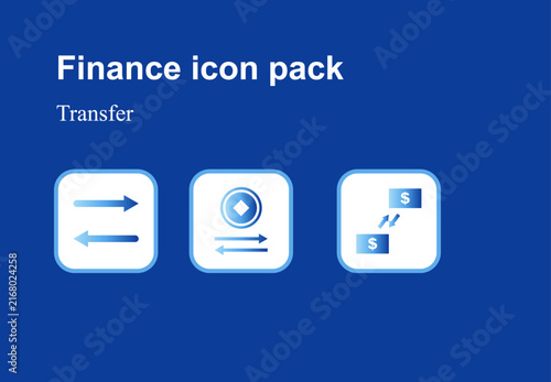 Money Transfer Finance Icons Set – Fund Transfer and Payment Symbols
