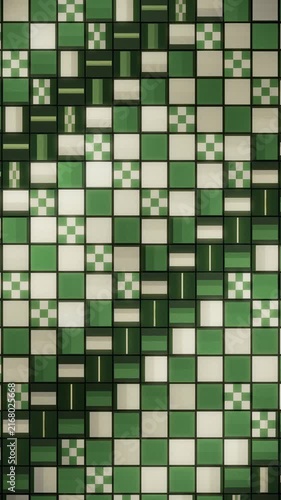 Japanese Ichimatsu Checkered Pattern Tiles Flipping in Rhythmic Waves Seamless Loop in soft matcha tones vertical 9:16
