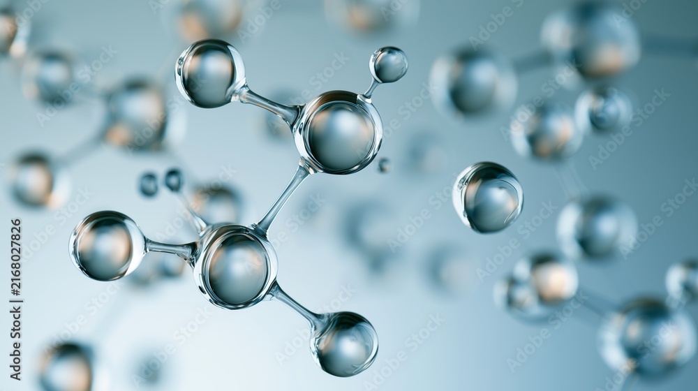 Naklejka premium Innovative transparent peptide molecules show biotechnology for anti aging skincare solutions