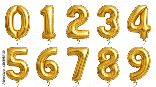 Golden Balloon Number Set 0 to 9 for Celebrations and Events.