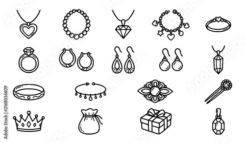 Foto Cute Jewelry Doodle Sketch Illustration Collection