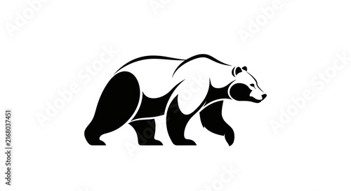 Minimalist Black and White Bear Silhouette Logo Graphic Design Element