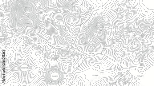 Topographic Map Contour Lines of Hills and Valleys