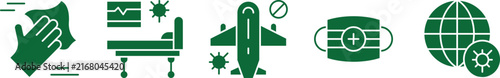 Green flat icons set of five different concepts
