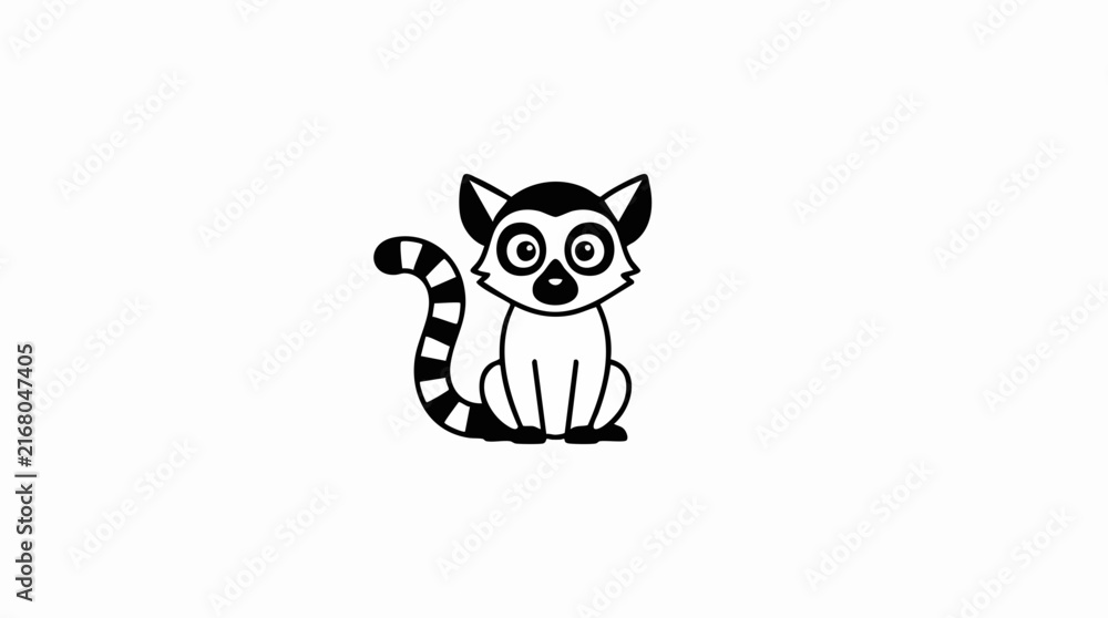 Naklejka premium Cute RingTailed Lemur Cartoon Character.