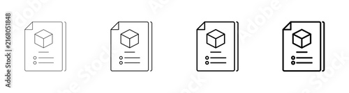 Product Specifications and Document Sheet Vector Icon Pack Line Art Outline Illustration