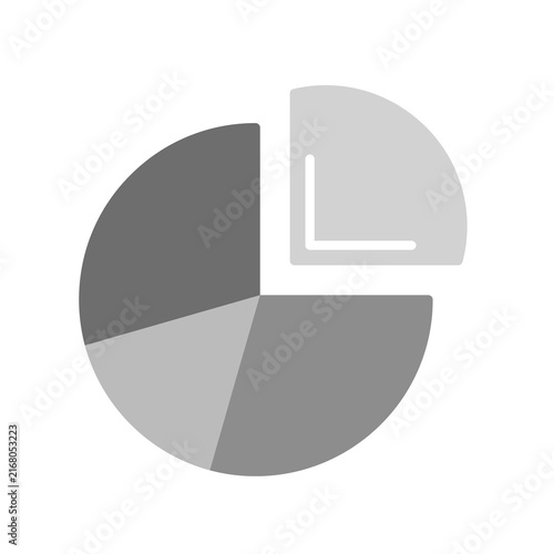 Grayscale Minimalist Pie Chart Vector Icon for Business Data Analysis and Financial Reports