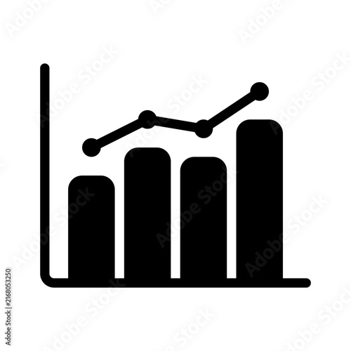 Business Growth Bar Chart and Line Graph Icon for Data Analysis