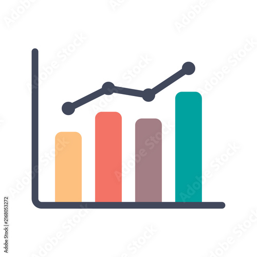 Business Growth Bar Chart and Line Graph Icon for Data Analytics