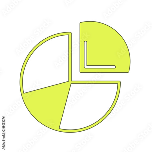 Minimalist Lime Green Pie Chart Icon with Exploded Segment