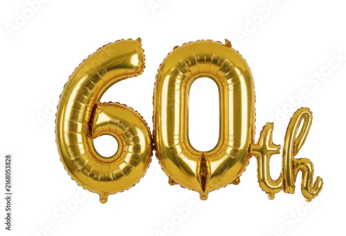 Gold Foil 60th Anniversary Balloons Transparent Background