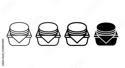 Stack of Pancakes Icons, Breakfast Food Vector Set, Sweet Meal Graphics, Outline and Solid Styles