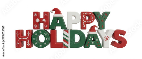 Happy Holidays 3d Render Transparent Background
