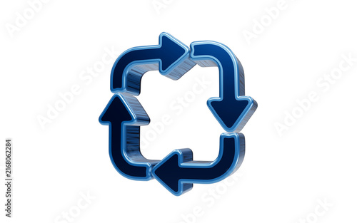 Foto Circular Arrow Icon: A 3D rendered blue circular arrow icon, symbolizing process, repeat, and refresh