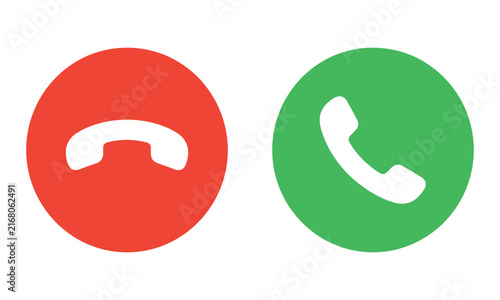 Red and green phone call icons