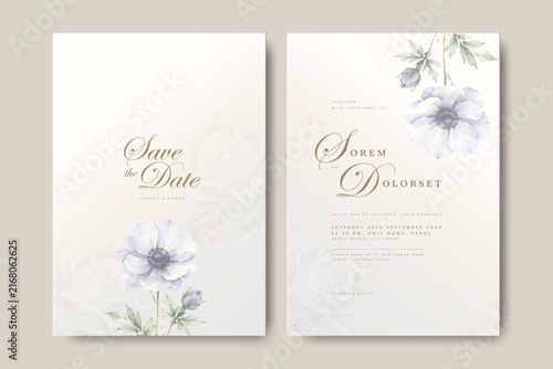 elegant invitation card with peonies watercolor
