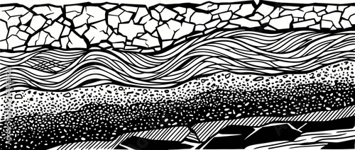 Stylized layers of earth and water cross-section