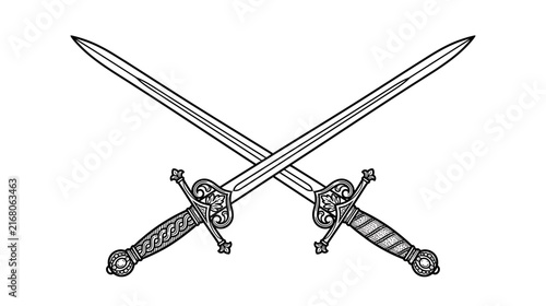 Two Crossed Swords Isolated Transparent Background