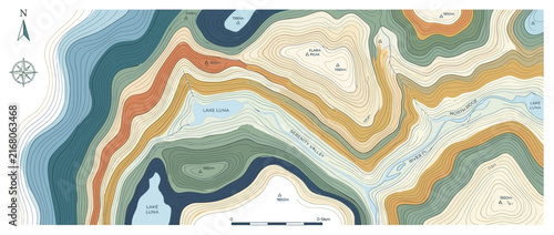 Topographical Map Isolated Contour Lines