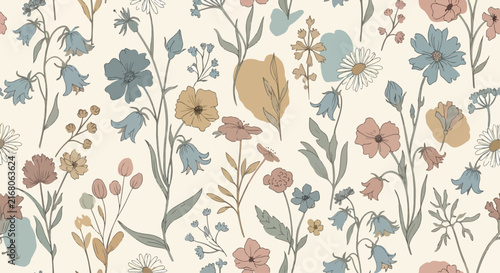 Scandinavian style small flower hand drawn design