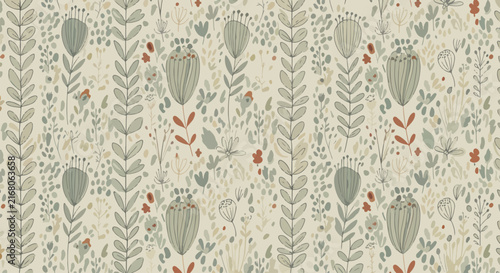 Seamless colorful flower pattern Scandinavian style background