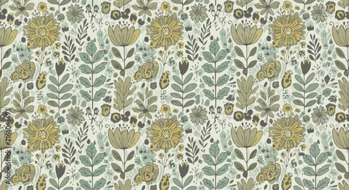 Seamless floral design Scandinavian style vintage vector