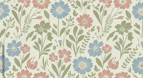 Seamless hand drawn small flower design background