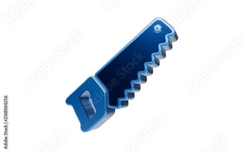 Blue Hand Saw Tool: A blue metallic hand saw, a quintessential tool for cutting wood, is depicted in a clean, isolated view.