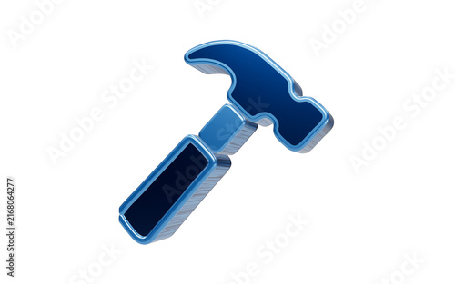 Blue Hammer Icon: A stylized, 3D rendering of a blue hammer, a symbol of construction and repair, isolated on a clean background.