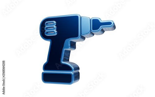 Electric Drill Icon: A 3D illustration of a blue electric drill, representing power tools and DIY projects.