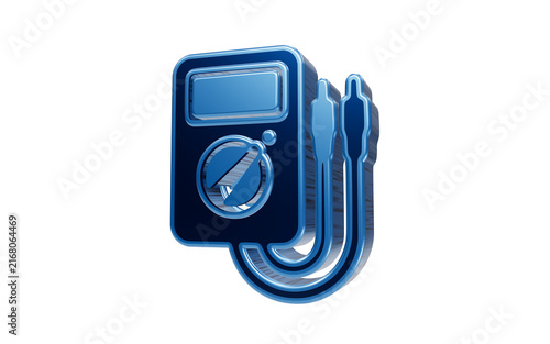 Multimeter Icon: A digital multimeter, a vital tool for electrical measurement, is depicted in a sleek, blue 3D render.