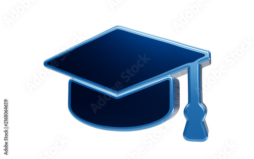 Academic Achievement Symbol: A gleaming blue academic cap, a universal symbol of graduation and scholarly pursuit, rendered in a stylized, modern 3D graphic.