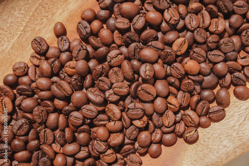 coffee beans on the wooden board