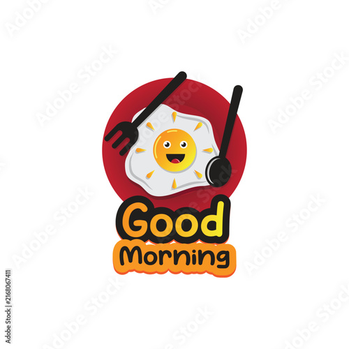 Good Morning Fried Egg Logo Illustration