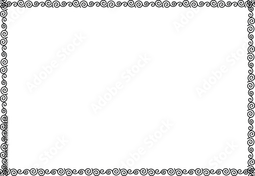 Black and White Elegant Swirl Ornamental Border, Decorative rectangular page frame Vintage Corner with Curved Scroll Design for Certificates and Invitations




